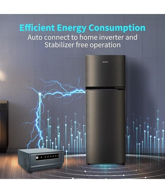 FRIDGE SHARP SJ-FF335V2-PCH FF 306L-INV-285L COFFEE HAIRLINE 