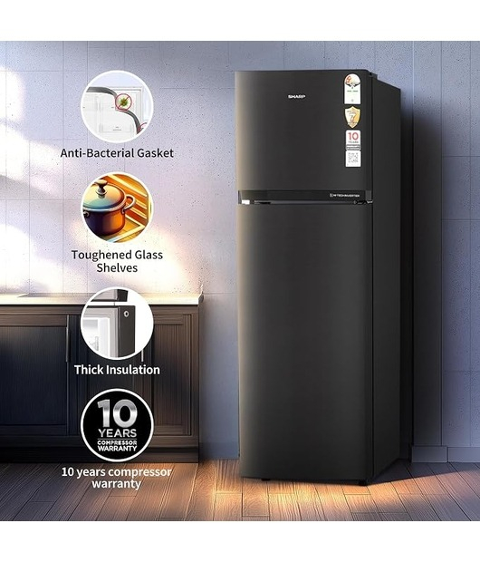 FRIDGE SHARP SJ-FF335V2-PCH FF 306L-INV-285L COFFEE HAIRLINE 