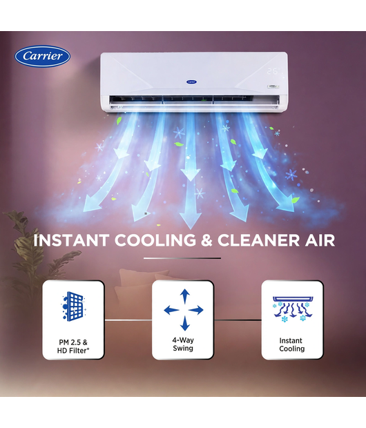 CARRIER AIRCONDITIONER 12KXCEED EDGEGXI W.ALH H.JET CAI12XD3R36W0 1T3SINV(2026 MODEL)